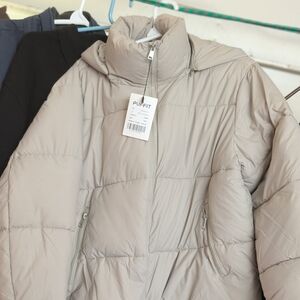 Puffit Women 2XL Taupe Short Puffer Coat